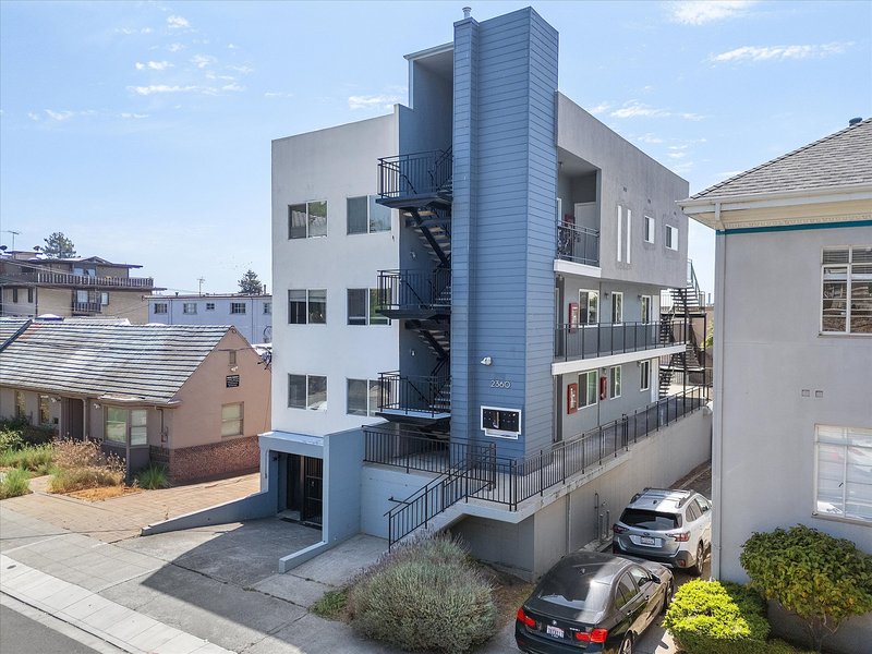 The building from above the street corner